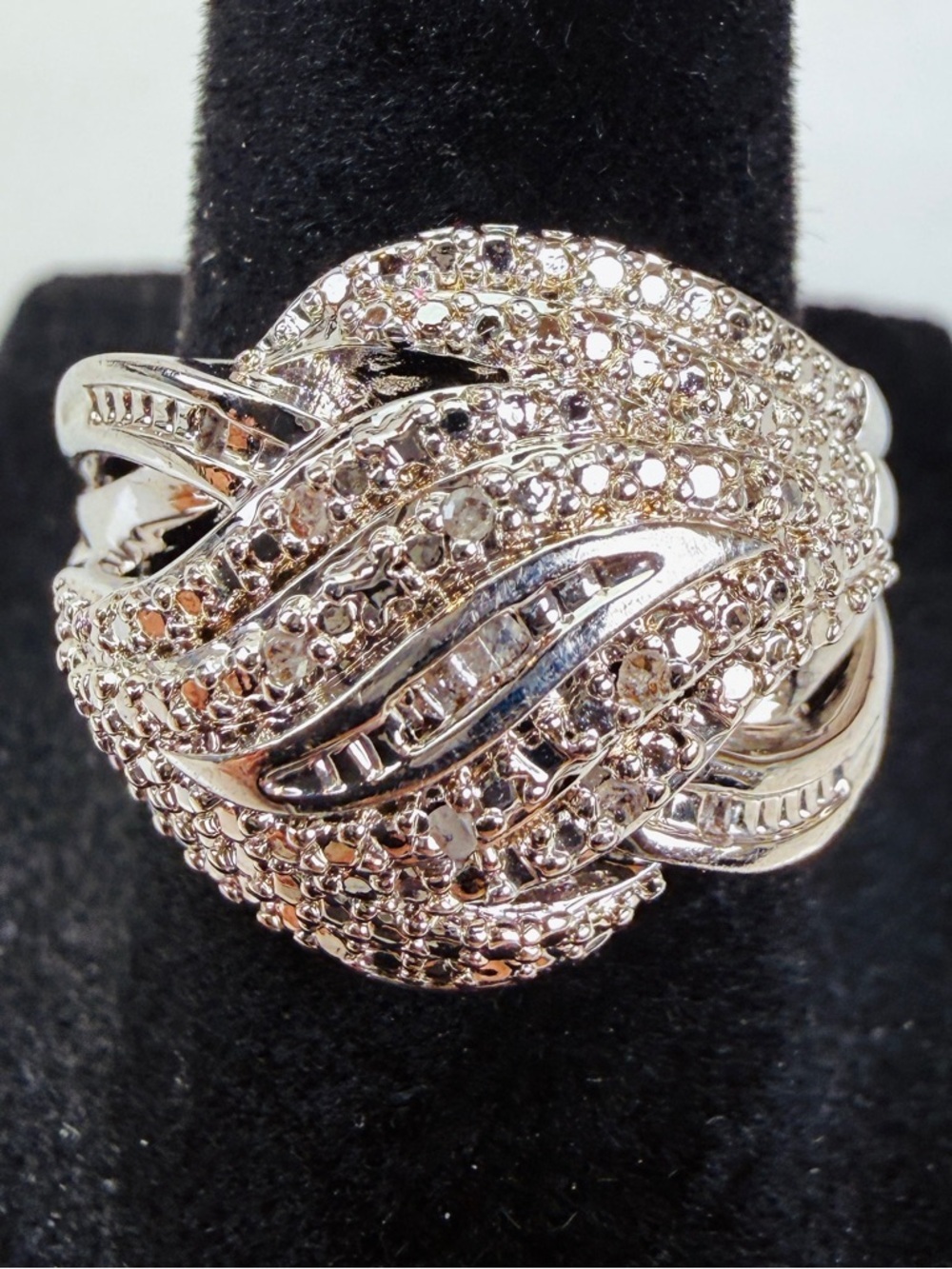 Vintage Silvertone Bling size 6 3/4 Statement ring